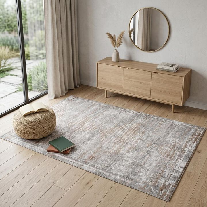 HomeRoots Abstract Distressed Area Rug
