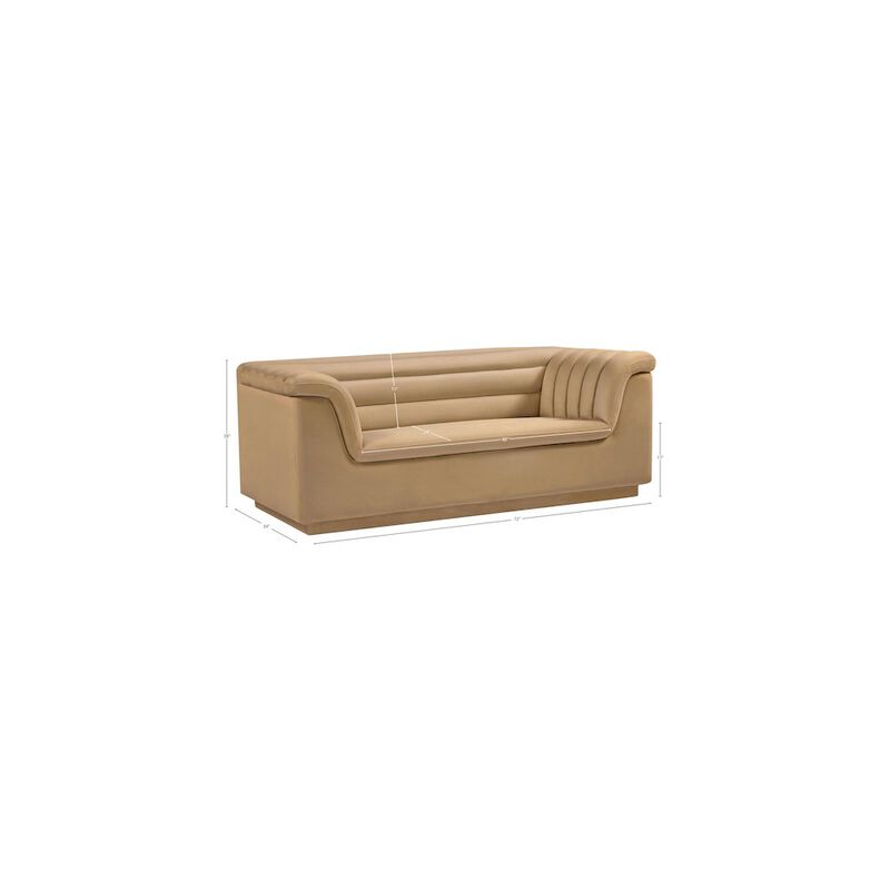 Meridian Furniture Cascade Camel Velvet Fabric Loveseat