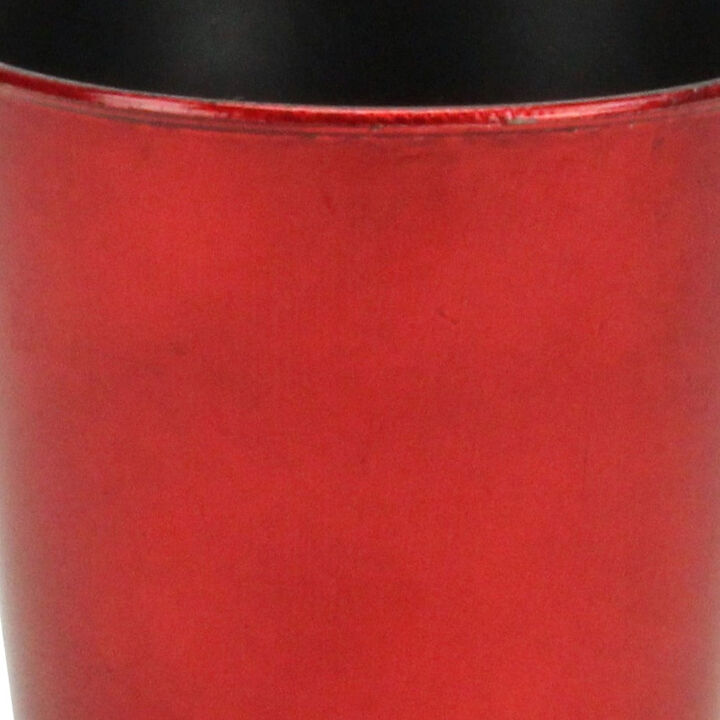 HomeRoots 5" Red Recycled Plastic Indoor Outdoor Round Pot Planter