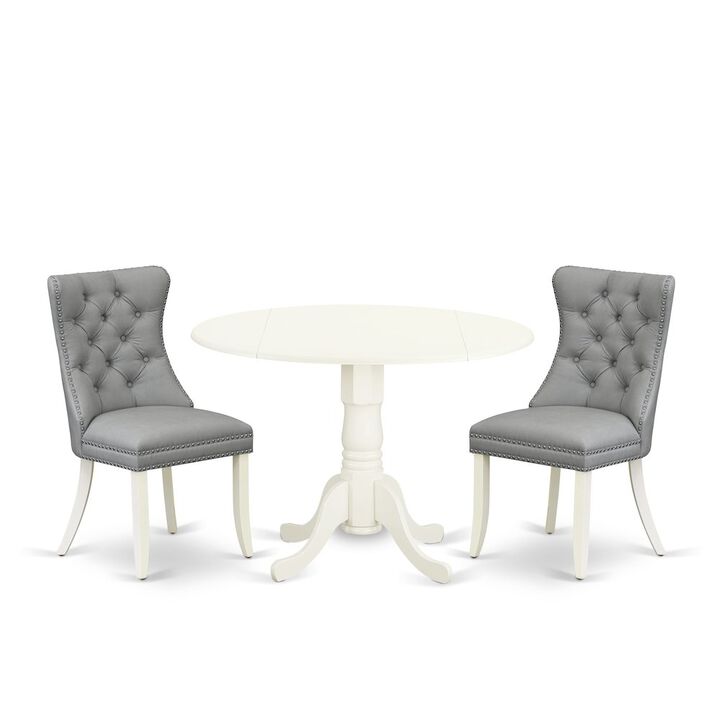 3 Piece Dinette Set for Small Spaces Consists of a Round Dining Table