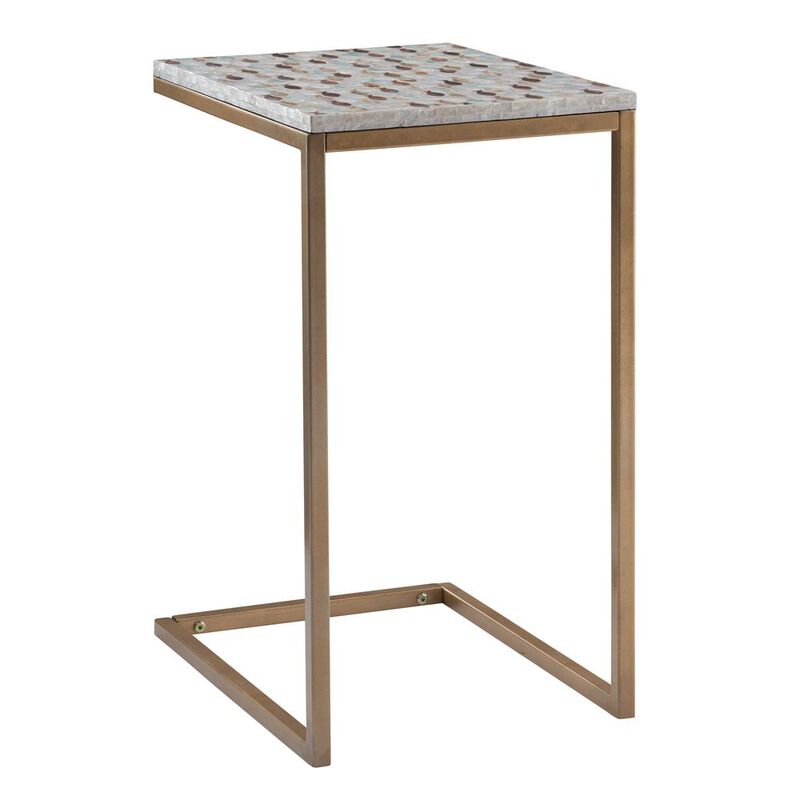 Linon Priscille Capiz Fish Mosaic Accent C Table