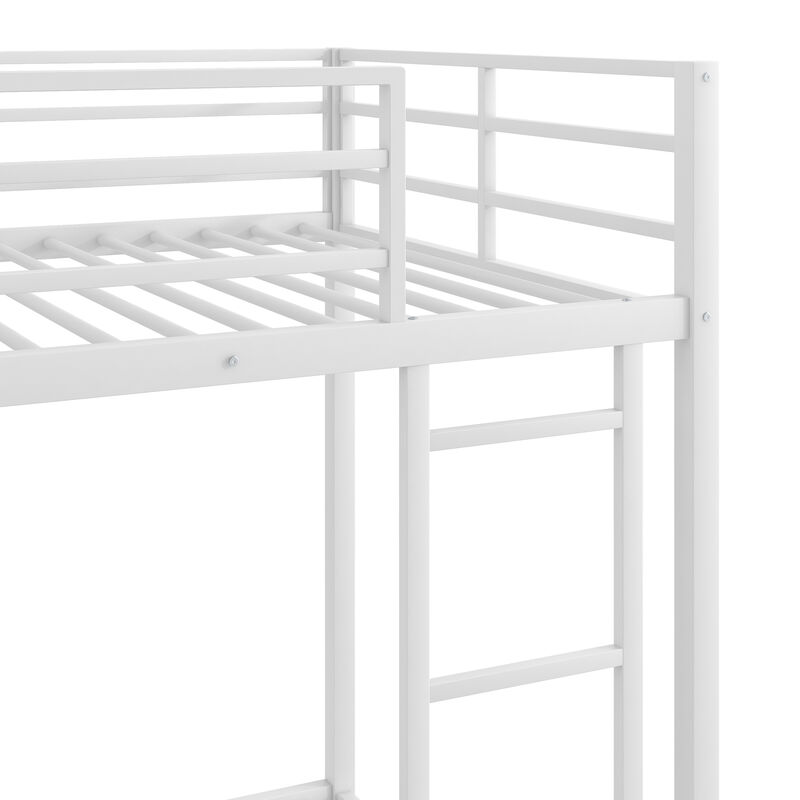 Whisen Twin over Twin Metal Bunk Bed, Low Bunk Bed with Ladder