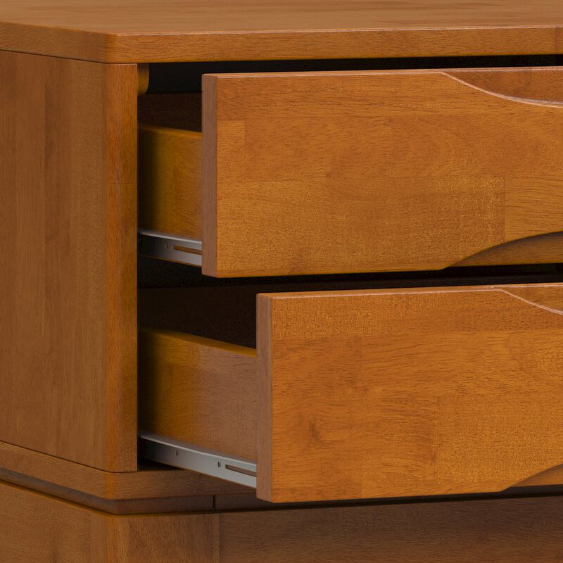 Simpli Home Harper Solid Hardwood End Table In Teak Brown