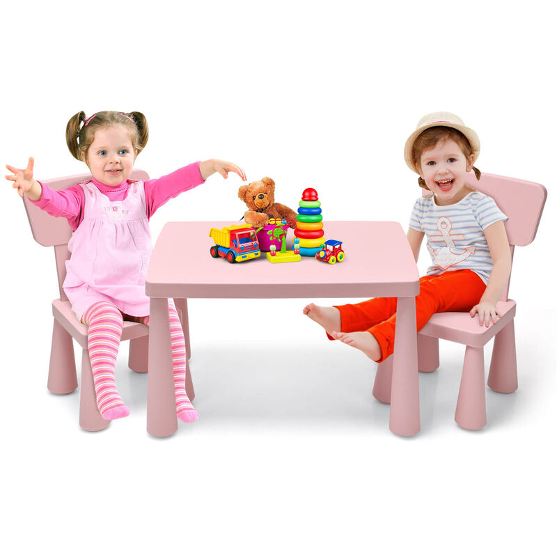 3 Pieces Toddler Multi Activity Play Dining Study Kids Table and Chair Set