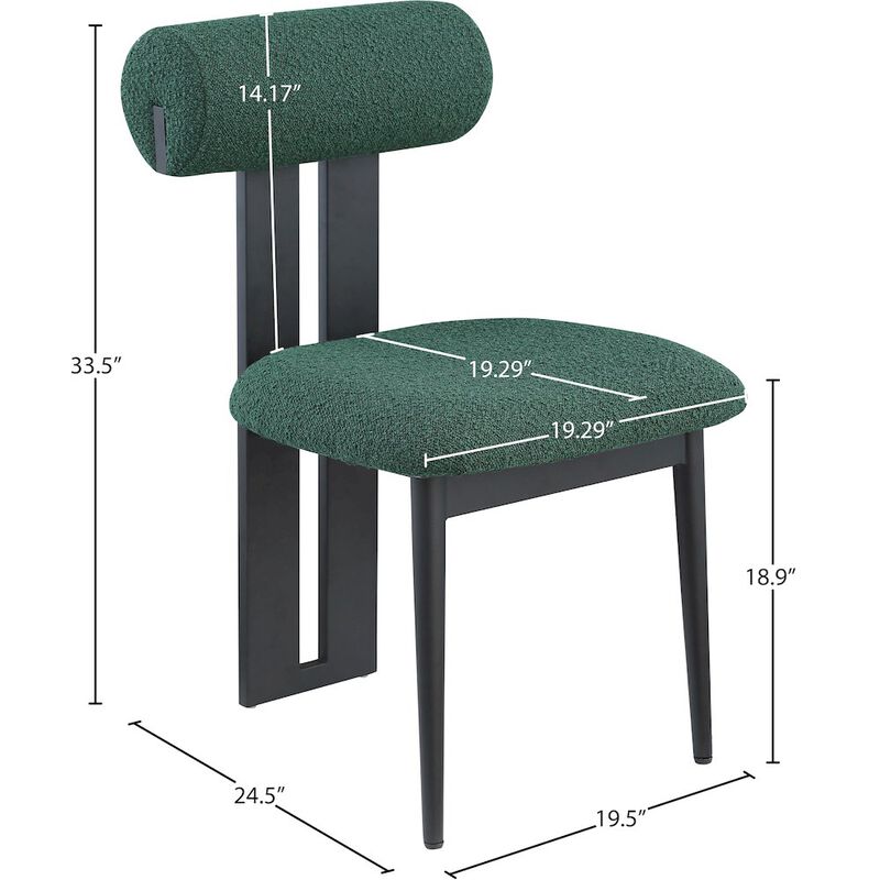 Meridian Furniture Dario Green Boucle Fabric Dining Chair, Set of 2