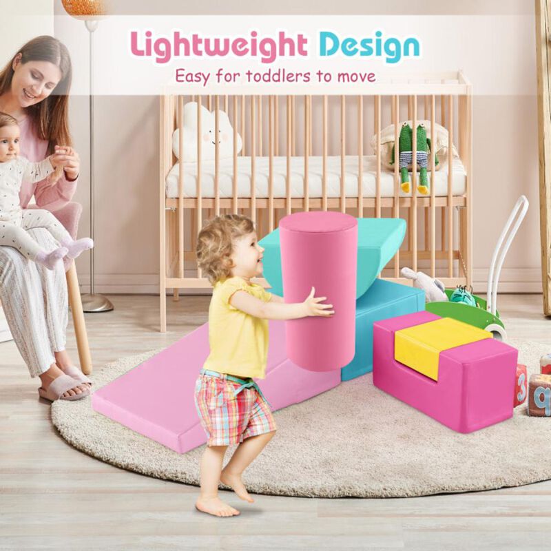 Hivvago 6 Pieces Foam Climbing Blocks Indoor Climb and Crawl Activity Playset with Rectangles