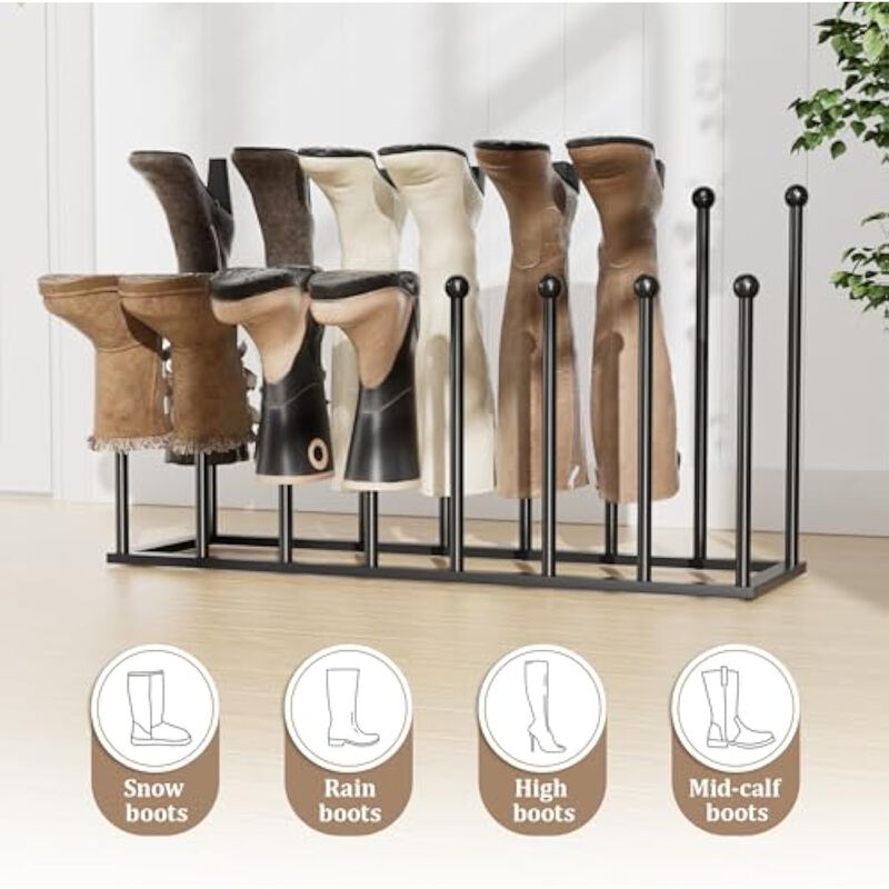 Entryway Metal Shoe Organizer Closet Storage Black Standing image number 3
