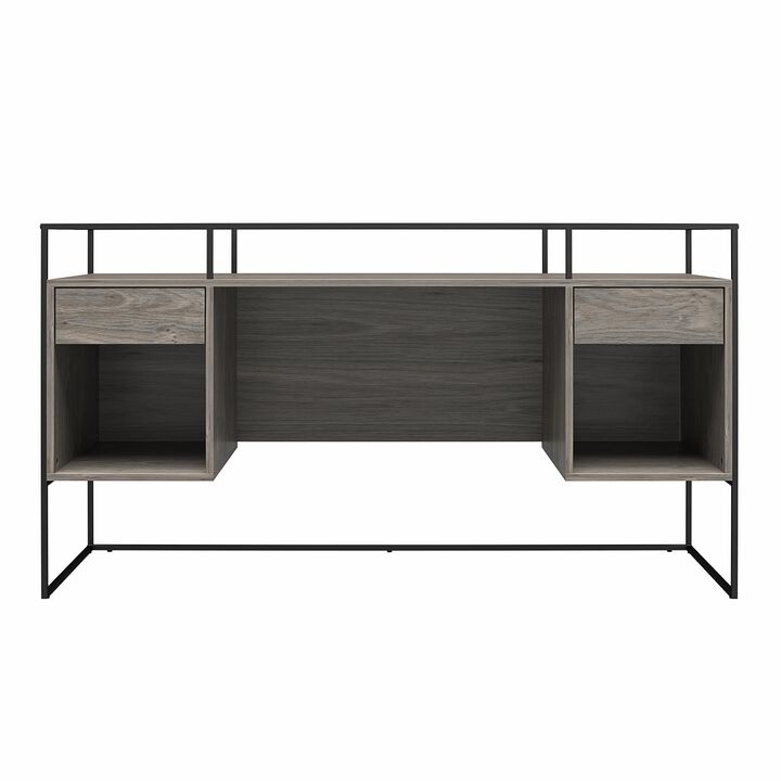 Camley Modern Desk with Fluted Glass Top