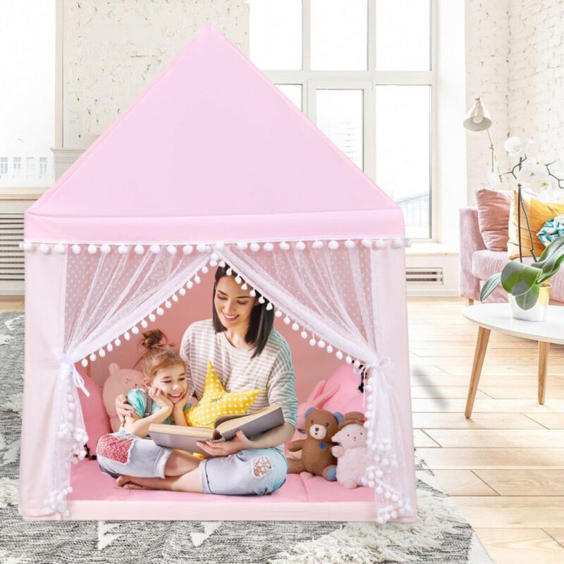 Hivvago Kids Play Tent Large Playhouse Children Play Castle Fairy Tent Gift with Mat