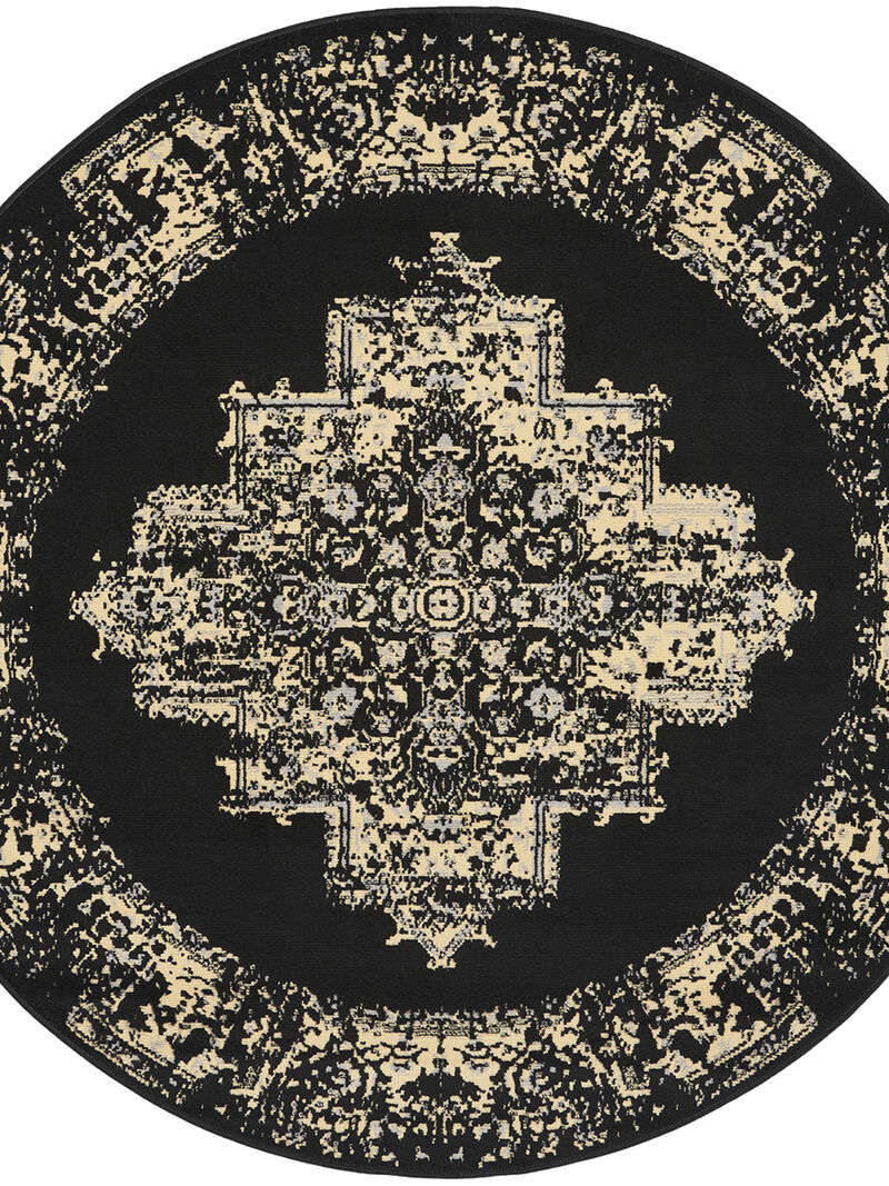 Grafix GRF14 Black 5'3" x Round Rug