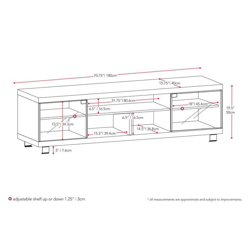 CorLiving Holland Extra Wide TV Bench in Ravenwood Black, for TVs up to 80