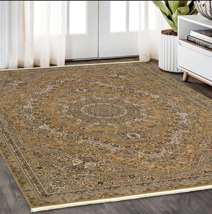HomeRoots Medallion Area Rug With Fringe