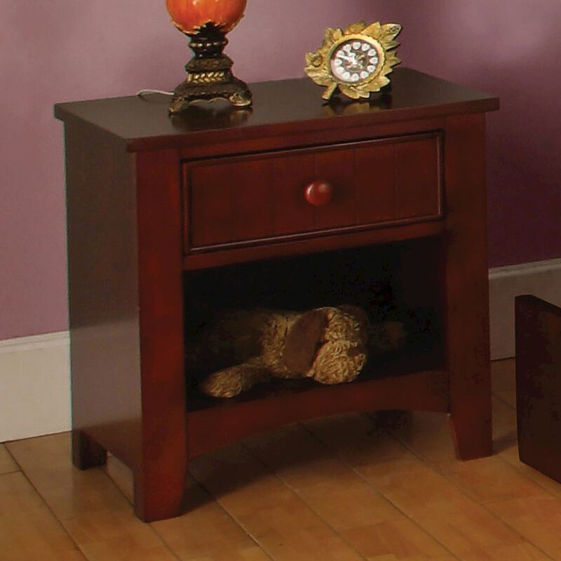 Simple Relax Wooden Nightstand with a Drawer in Cherry Finish image number 1
