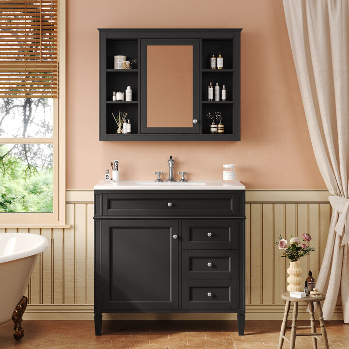 36'' Single Sink Bathroom Vanity with  Mirror cabinet