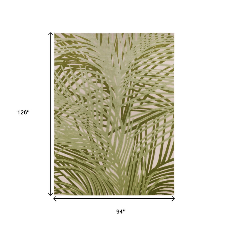 HomeRoots 8' X 11' Ivory And Green Palm Leaf Indoor Outdoor Area Rug image number 6