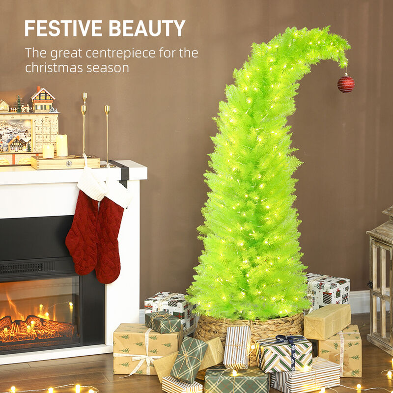 BreeBe 5 ft Pencil Christmas Tree with LED Lights and Metal Stand image number 3