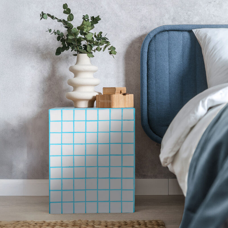 Callista Modern Bohemian Ceramic Tiled Rectangle End Table