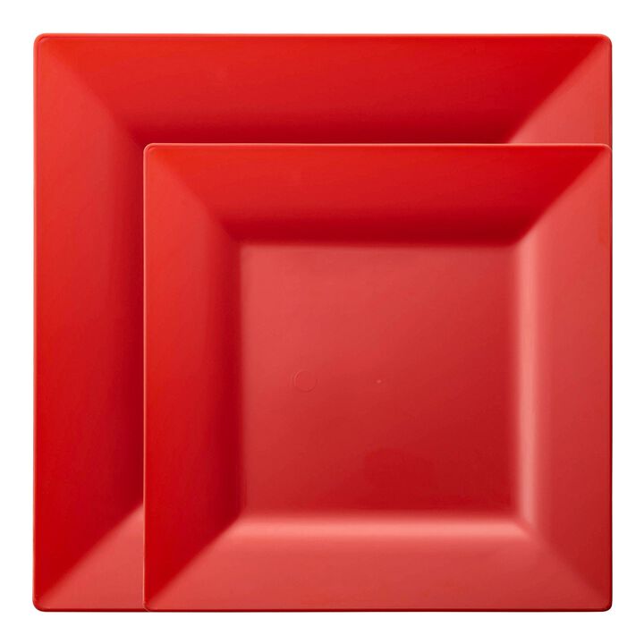 Red Square Plastic Plates Dinnerware Value Set (40 Sets)