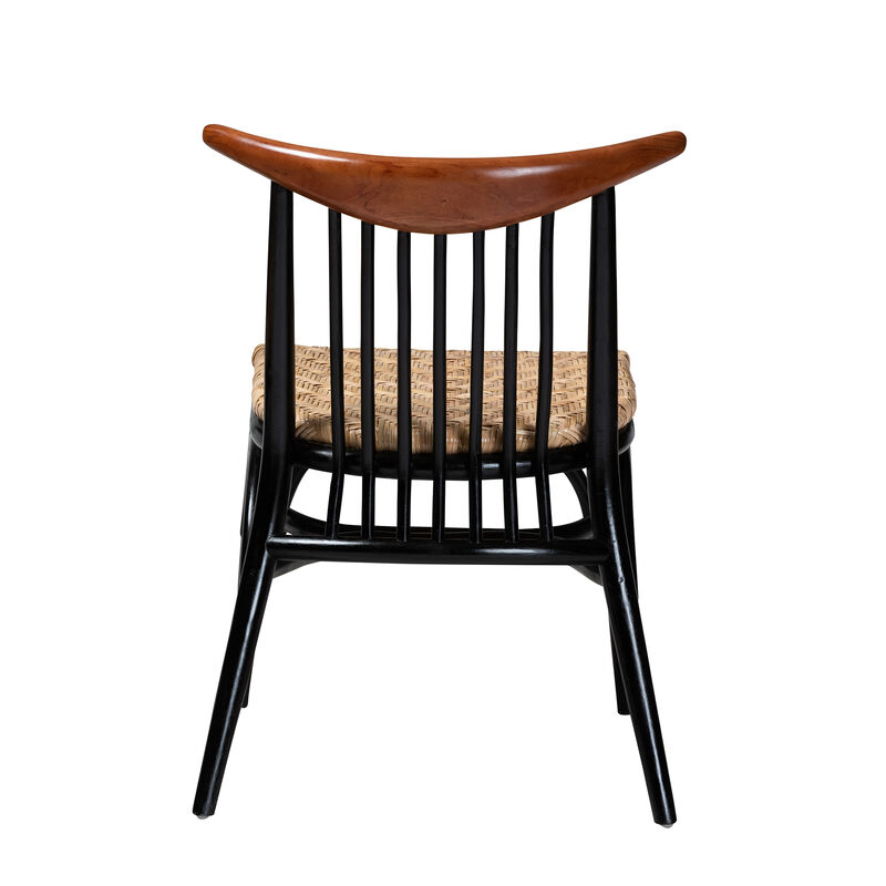 Bali & Pari Parthenia Two-Tone Black and Walnut Brown Finished Dining Chair