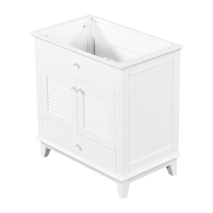 30" Bathroom Vanity Base without Sink, Bathroom Cabinet with Two Doors and One Drawer, White