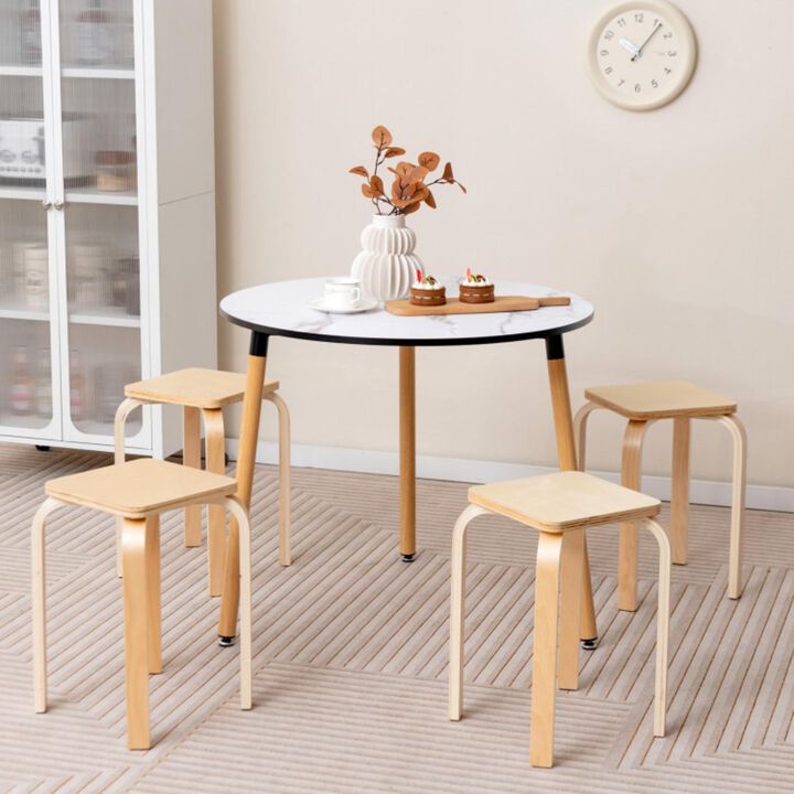 Hivvago Stackable Stools Set of 4 with Square Top and Rounded Corners
