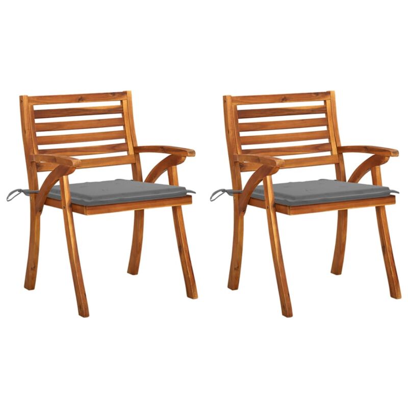 vidaXL Garden Dining Chairs with Cushions 2 pcs Solid Acacia Wood image number 0