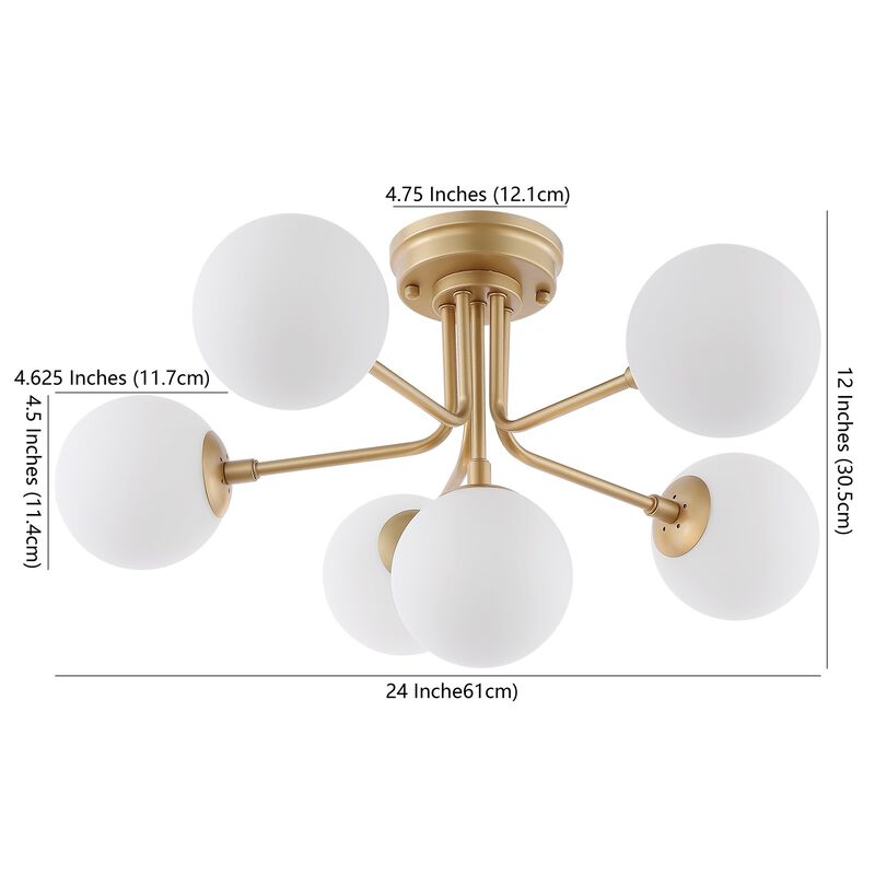 Olivier 6-Light Globe Modern Industrial Iron Bistro LED Semi Flush Mount