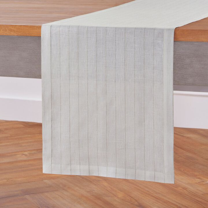 Solino Home 100% Pure Linen Table Runner - Pinstripe
