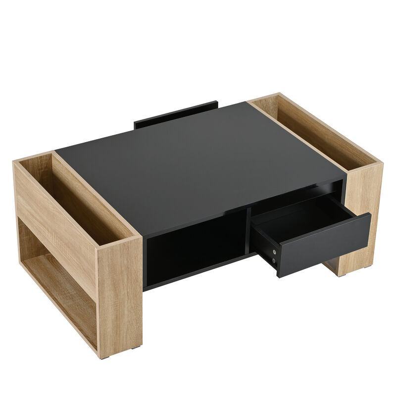 Merax High Glossy Coffee Table with 2 Drawers
