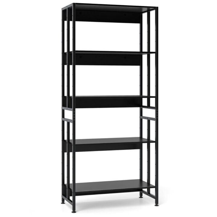 Hivvago 5-Tier Bookshelf with Adjustable and Tiltable Shelves