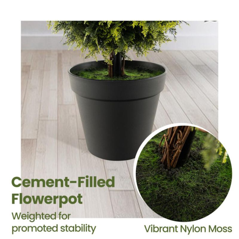 Hivvago 4 Feet Artificial Boxwood Topiary Tree with Natural Vines and PE Leaves