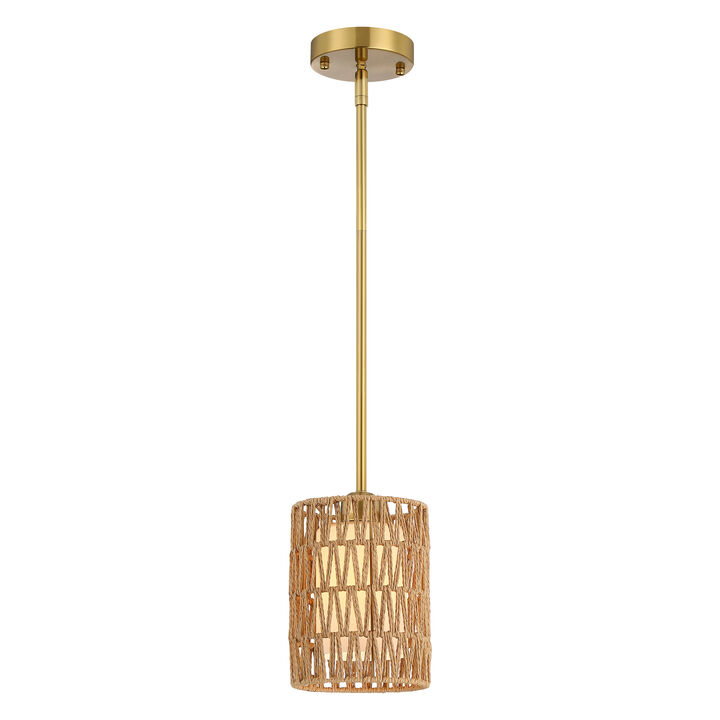 15" Modern Boho Rattan Mini Pendant Light