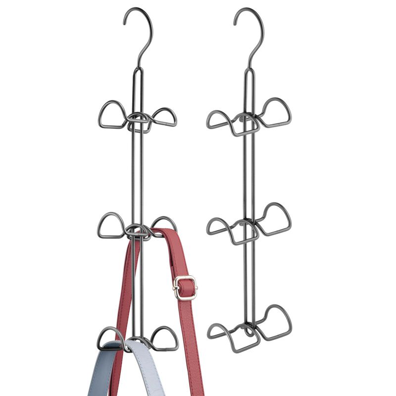 mDesign Metal Wire Over Closet Rod Hanging Handbag Organizer, 2 Pack