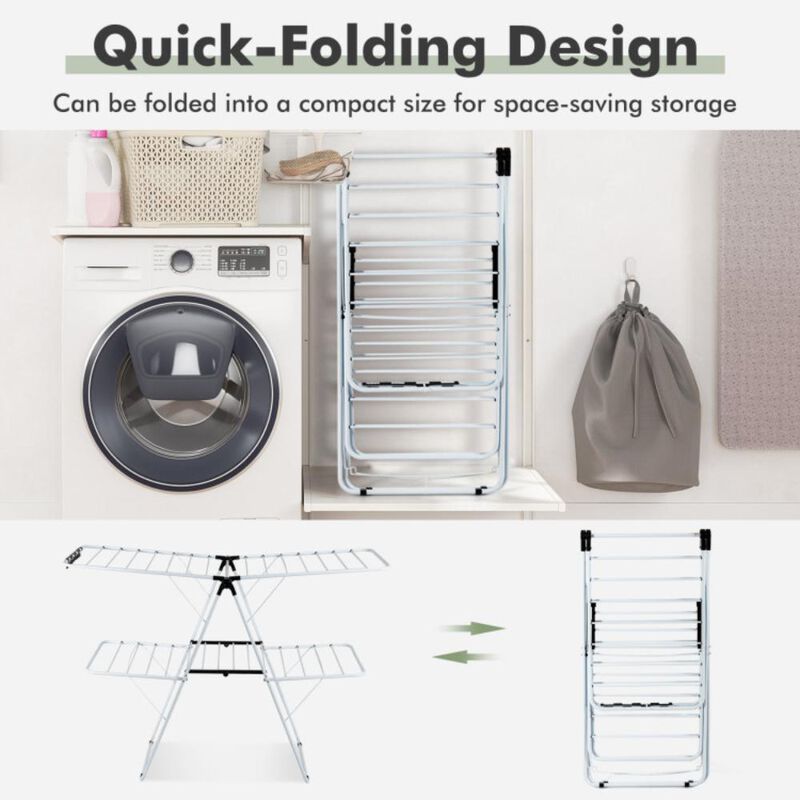 Hivvago 2-Level Foldable Clothes Drying Rack with Adjustable Gullwing
