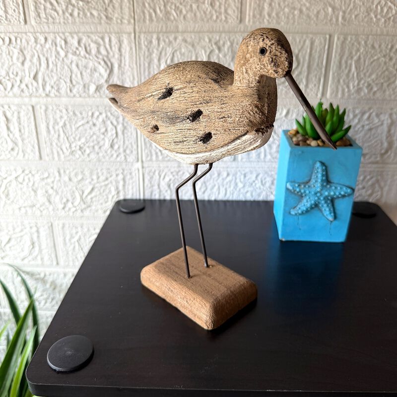 Decorative Sea Bird Figurine Weathered Wood Metal Coastal Statue 9 In image number 5