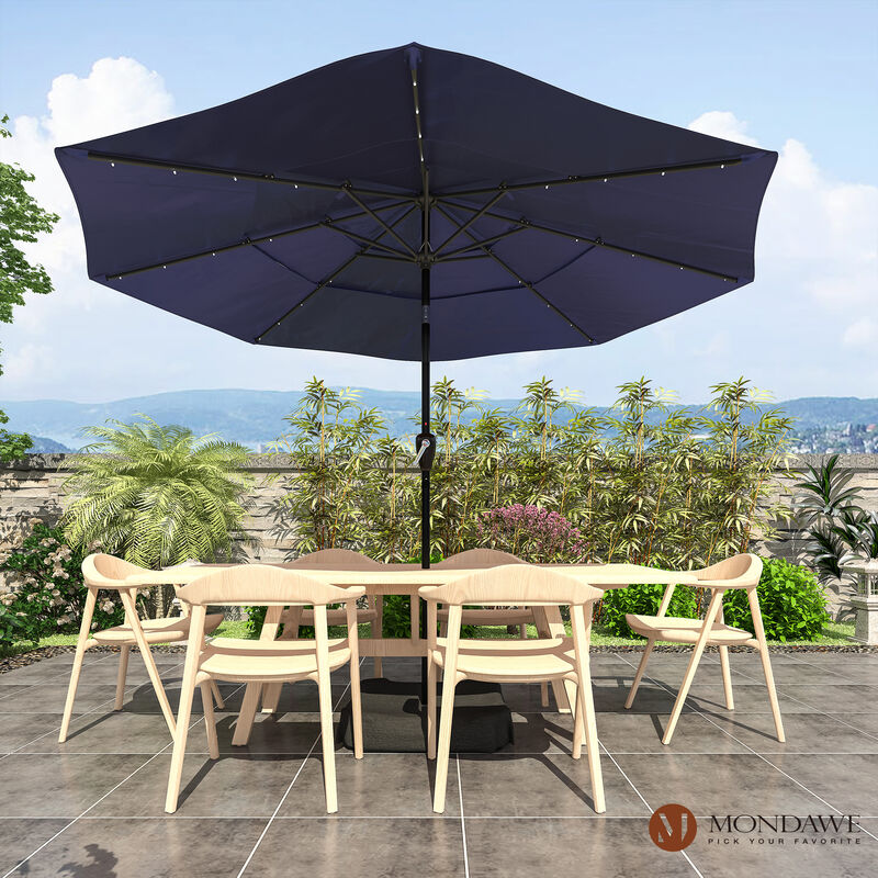 Mondawe 11 ft. Market Patio Umbrella 3-Tiers Crank and Tilt Outdoor Umbrella with LED Lights image number 1