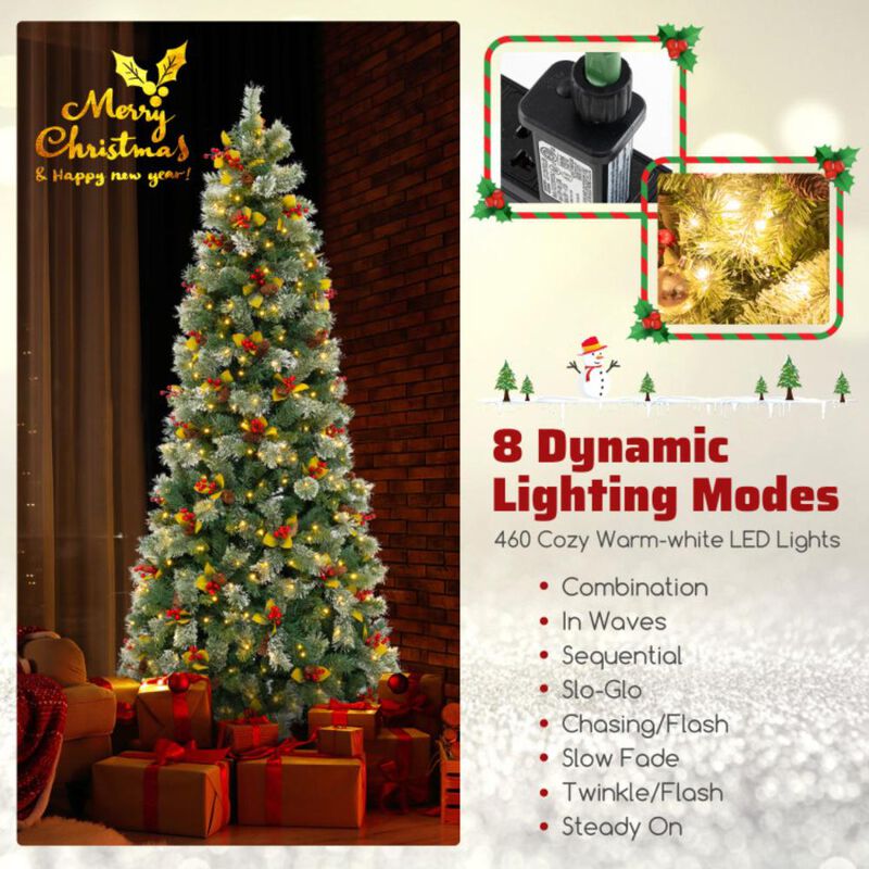 Hivvago Pre-Lit Artificial Christmas Tree with PVC and Pine Needles