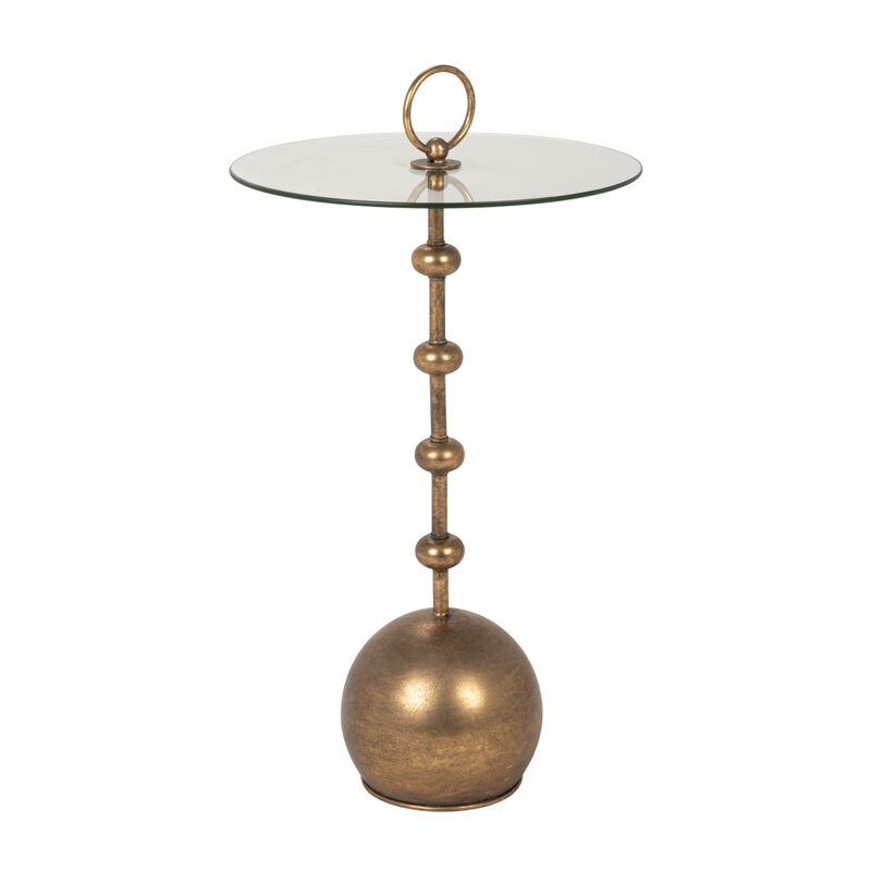Rowena Interiors Metal and Glass Accent Table, Antique Brass Finish image number 0