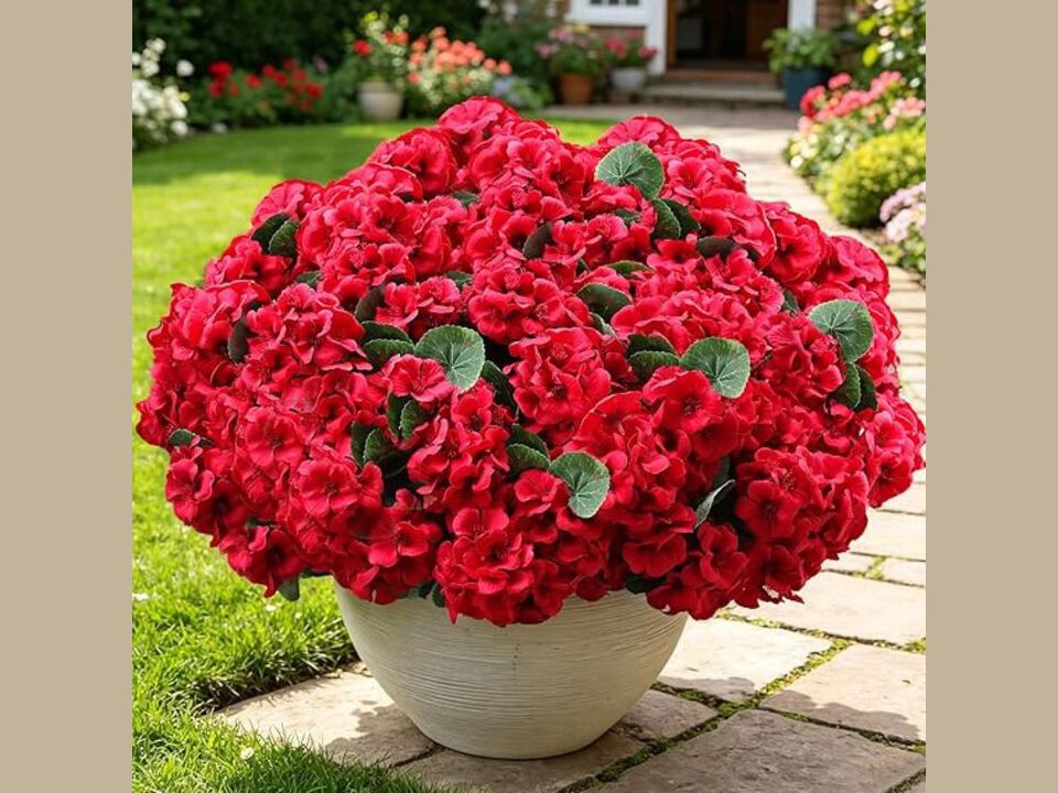 6 Bundle Red Artificial Flowers UV Resistant Outdoor Home Decor