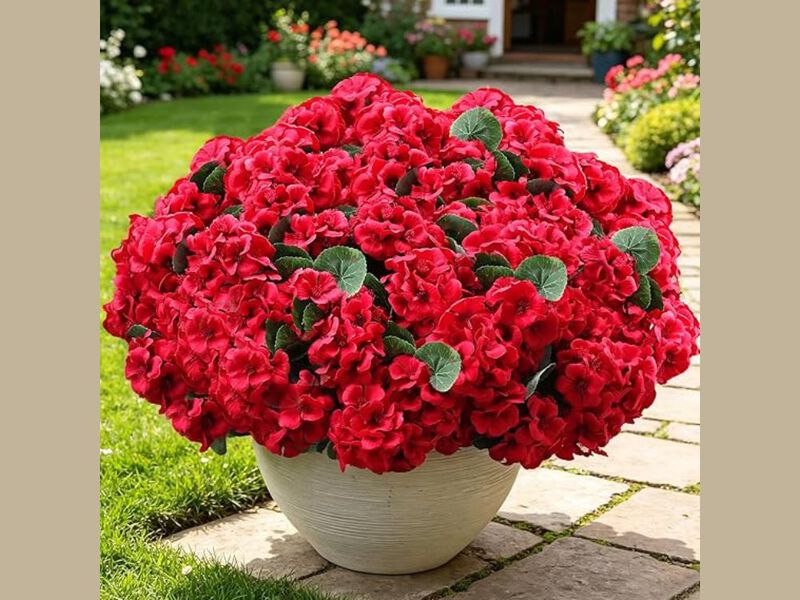 6 Bundle Red Artificial Flowers UV Resistant Outdoor Home Decor image number 1
