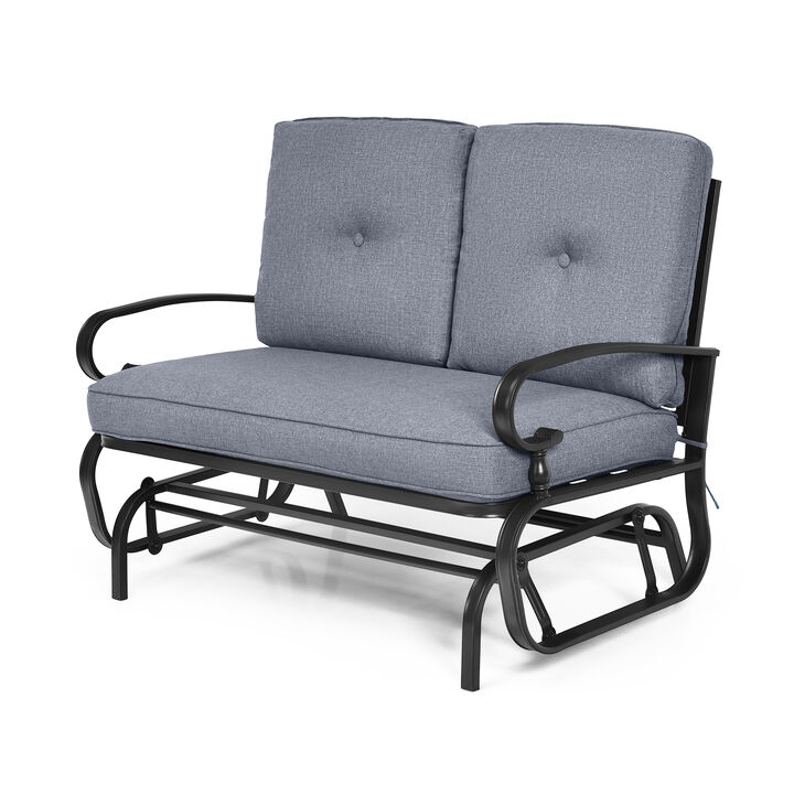 2 Seats Outdoor Swing Glider Chair with Comfortable Cushions