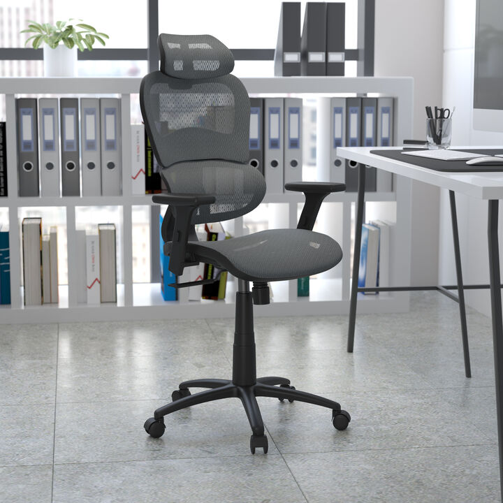 LO Ergonomic Mesh Office Chair with 2-to-1 Synchro-Tilt, Adjustable Headrest, Lumbar Support, and Adjustable Pivot Arms in Black