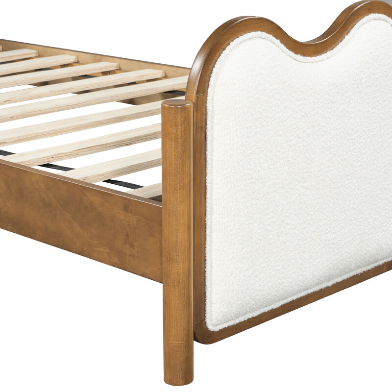 Christopher Knight Home Priscilla Modern Bed Frame with Boucle Upholstered  Wavy Headboard image number 9