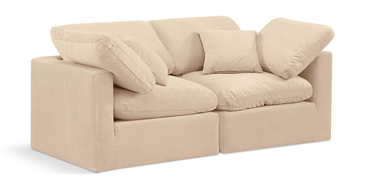Meridian Furniture Indulge Beige Velvet Modular Sofa