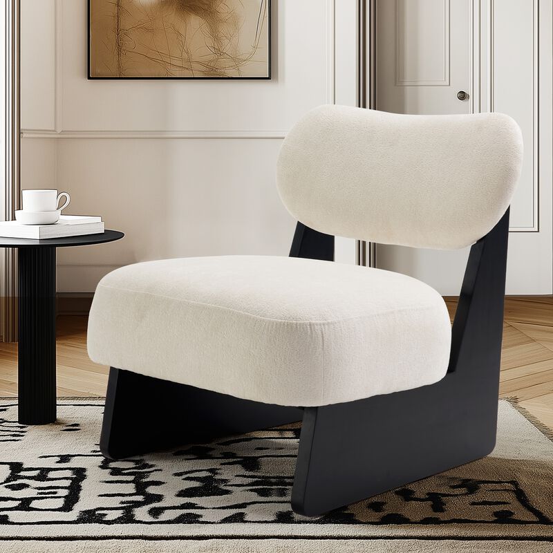 26" Beige boucle Fabric Accent Chair-25D High-Density Sponge Cushion,Modern Lounge Chair image number 1