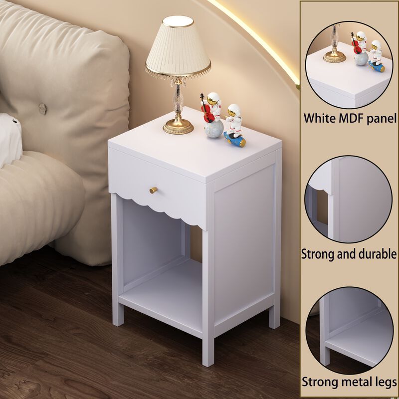 Assembled Nightstand 1-Drawer 1-Shelf Scalloped Edge image number 4