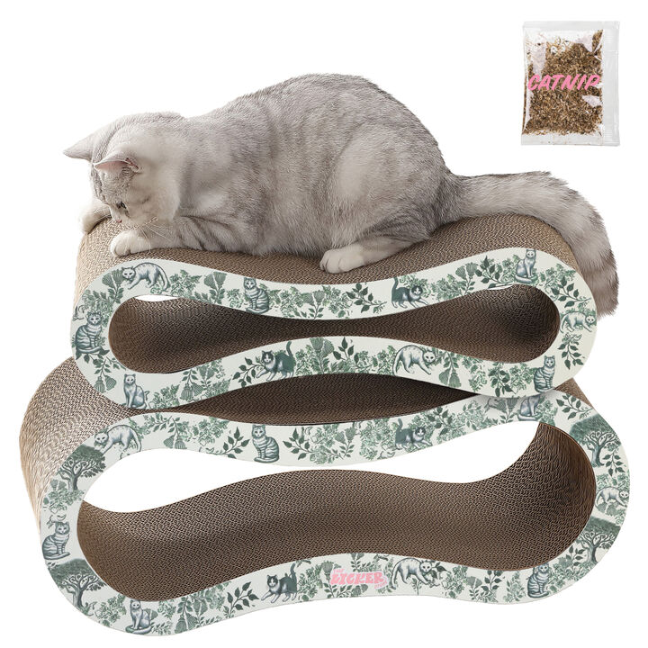 Suvi Modern Cardboard Infinity 2-in-1 Lounge Bed Cat Scratcher with Catnip