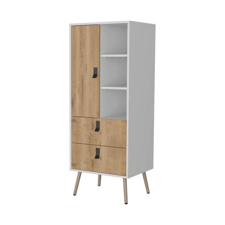 HomeRoots 20" White and Natural Two Drawer Dresser