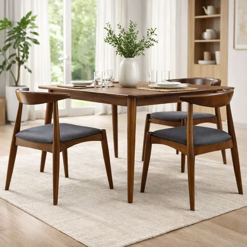 Syma Dining Side Chair Set of 2, Open Curved Back, Dark Brown Wood image number 8