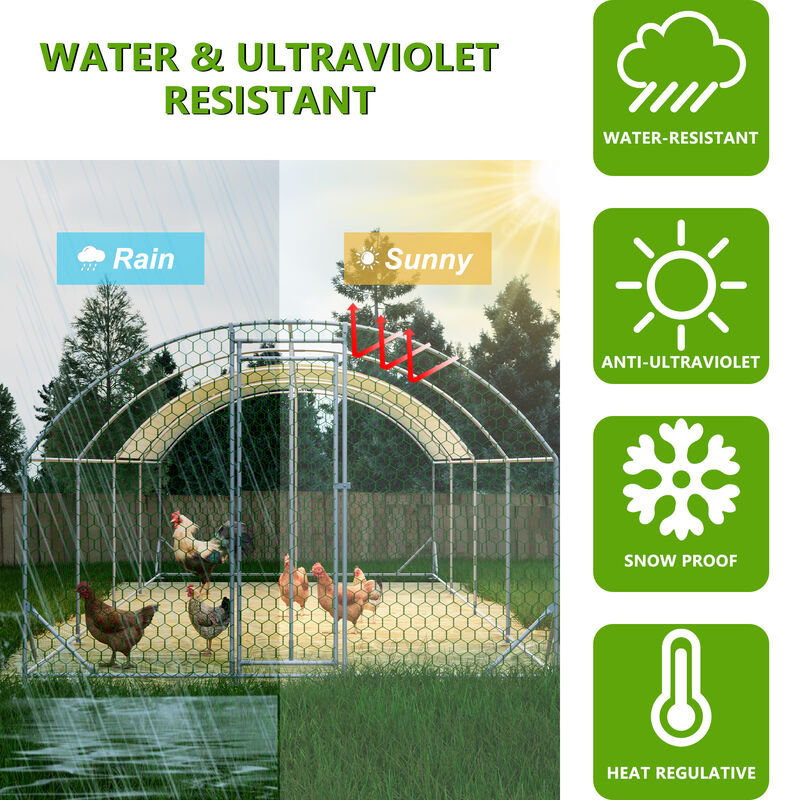 26'x9'x6'Large Metal Chicken Coop,Walk-in Poultry Cage image number 7